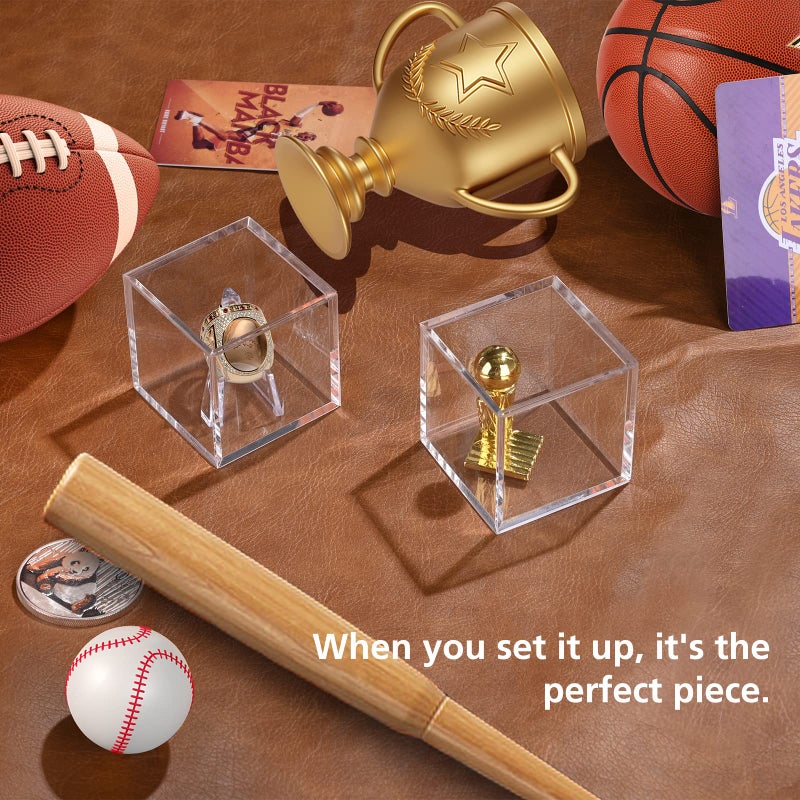 علبة عرض حلقة بطولة Foboll صندوق عرض أكريليك وحامل لبطولة Super Bowl وخواتم البيسبول لهواة الجمع والمتحمسين قطعة واحدة - Image 2